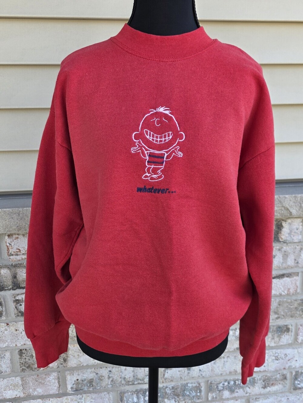Vintage 90s Red “Whatever…” Embroidered Sweatshirt Fruit of the Loom